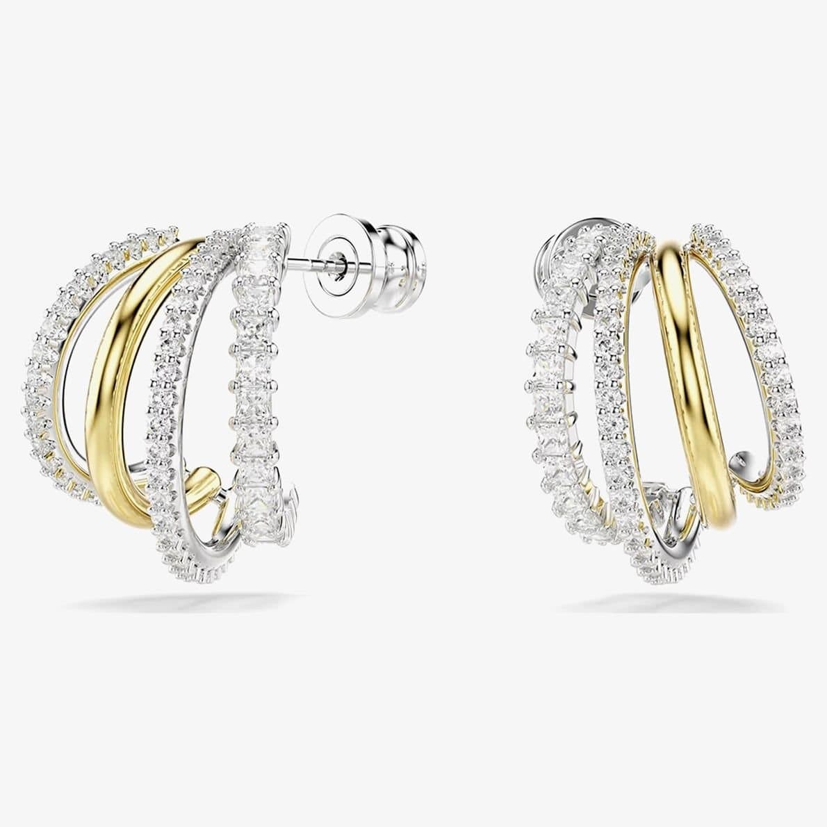 Swarovski Swarovski Women's Hyperbola Two Colour Mini Half Hoop Earrings 5689718 in Gold