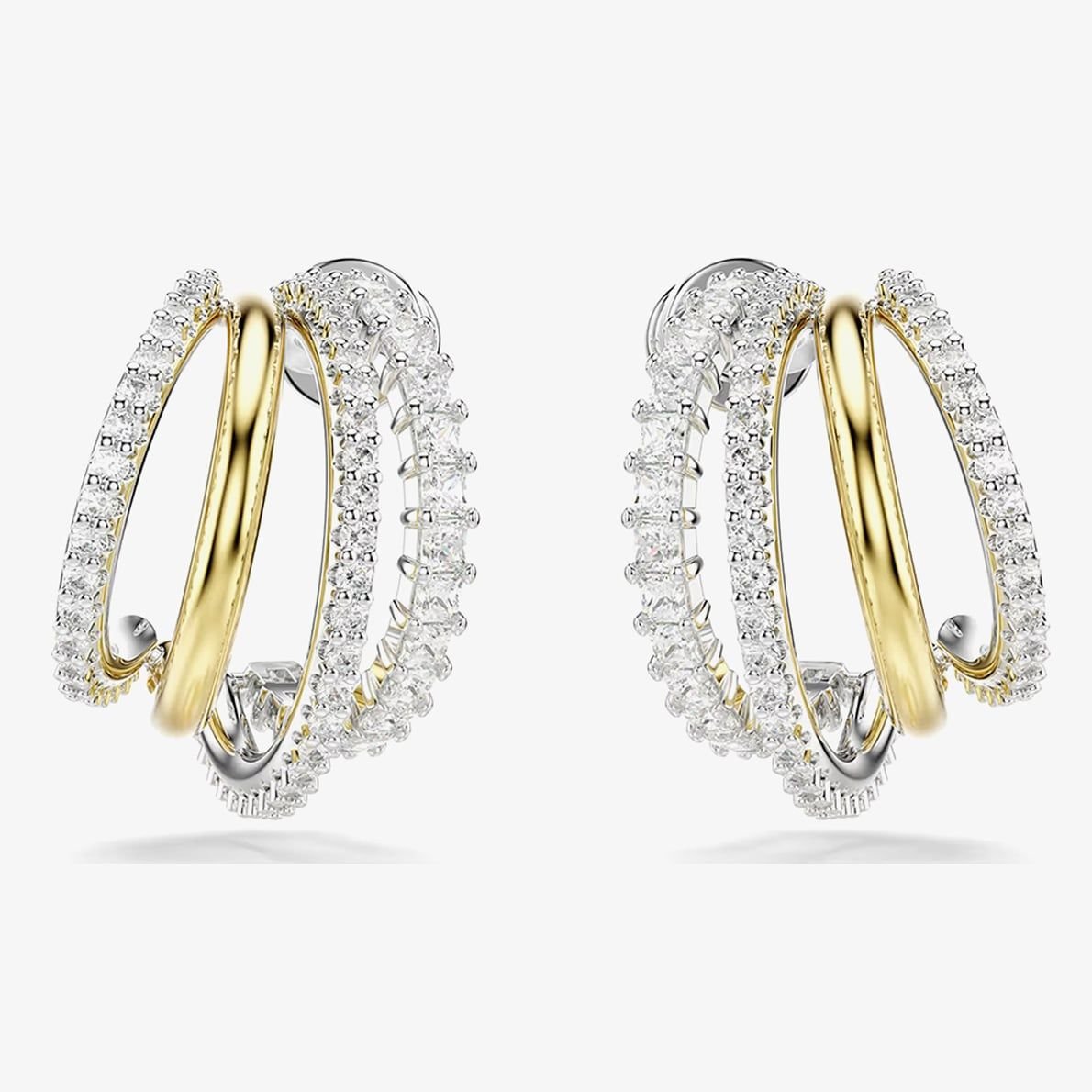 Swarovski Swarovski Women's Hyperbola Two Colour Mini Half Hoop Earrings 5689718 in Gold - 2