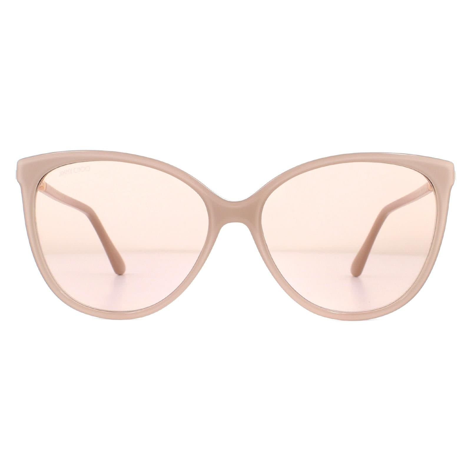 Jimmy Choo Jimmy Choo Pink Cat Eye Nude Glitter Gold Mirror Sunglasses