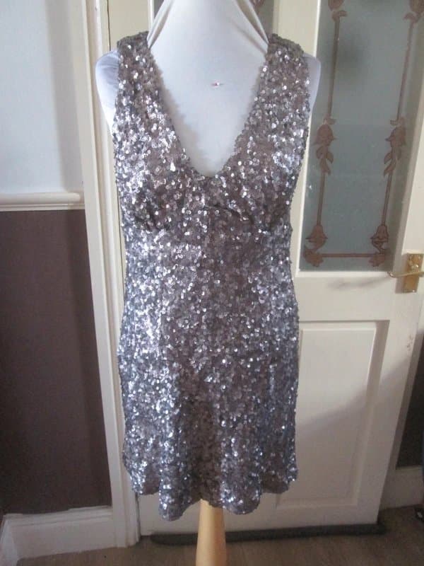 French Connection French Connection size 12 Bronze Gold sequin lined sleeveless occasion Dress Brand new with tags