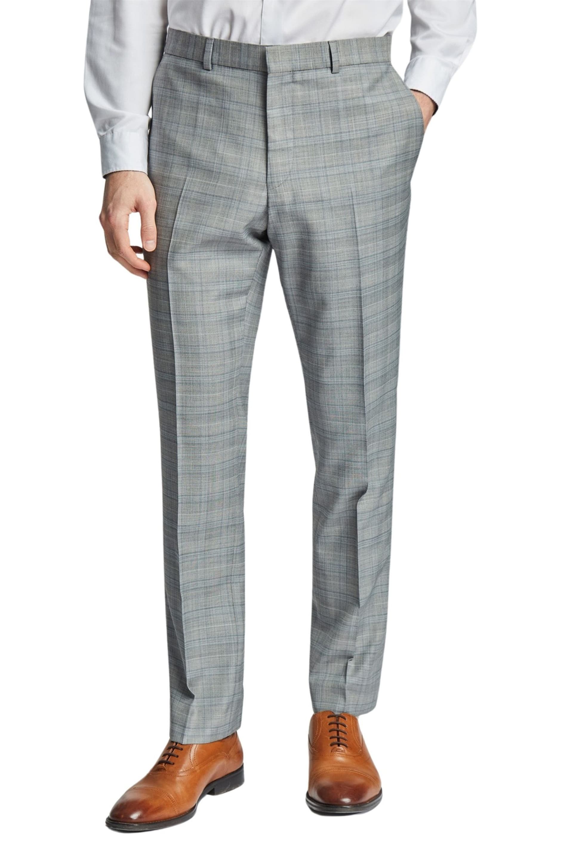 Ted Baker Ted Baker Men's Checked Slim Fit Suit Trousers in Silver