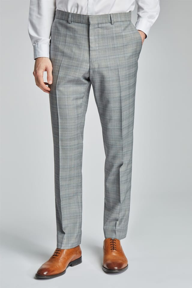 Ted Baker Ted Baker Men's Checked Slim Fit Suit Trousers in Silver - 2