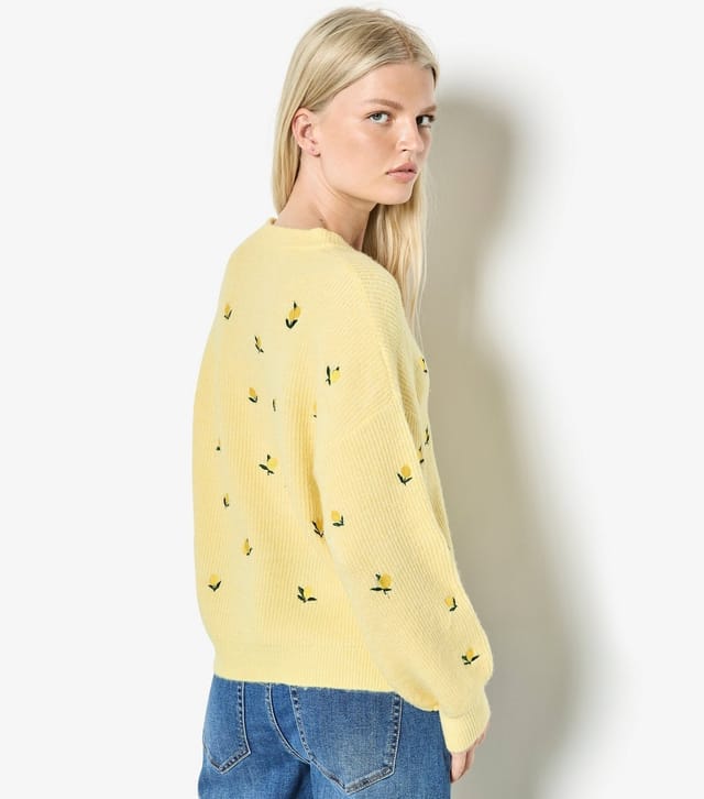 Apricot Women's Yellow Lemon Embroidered Jumper Apricot New Look - 3