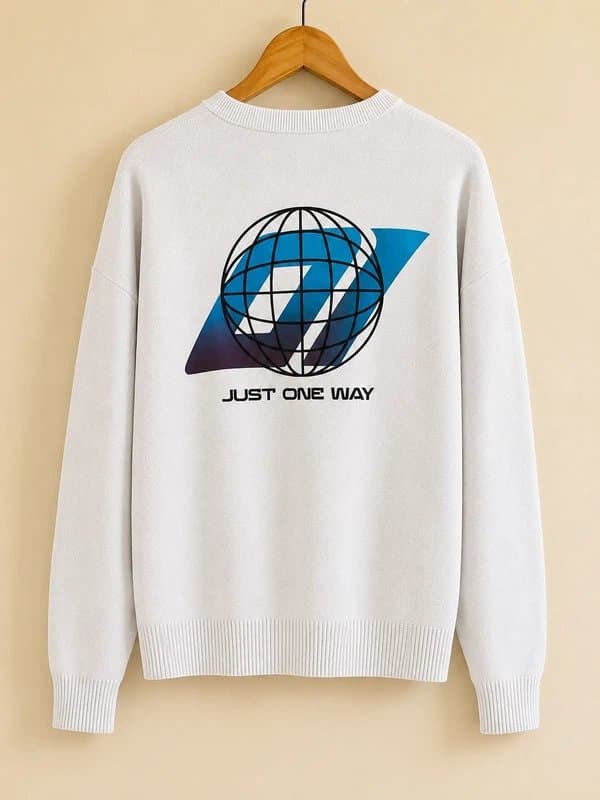 Bershka Bershka Y2K Graphic Knit Jumper – White – Size S