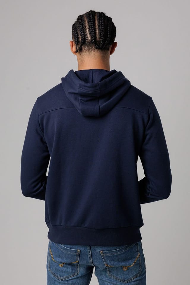 Santa Barbara Polo & Racquet Club Santa Barbara Polo & Racquet Club Men's Cotton Rich Pullover Hoodie with Drawstring & Kangaroo Pocket in Navy - 2