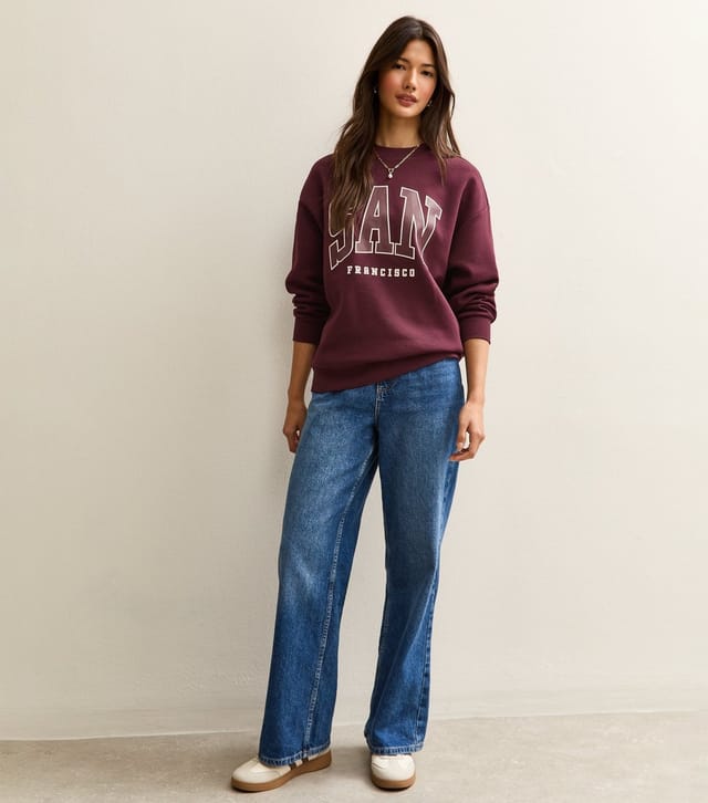 New Look Women's Dark Burgundy San Francisco Logo Sweatshirt New Look - 3