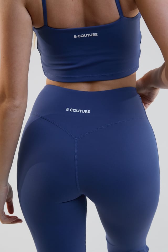 BCouture BCouture Women's Flared Leggings & Cropped Tank Top Set in Navy - 3