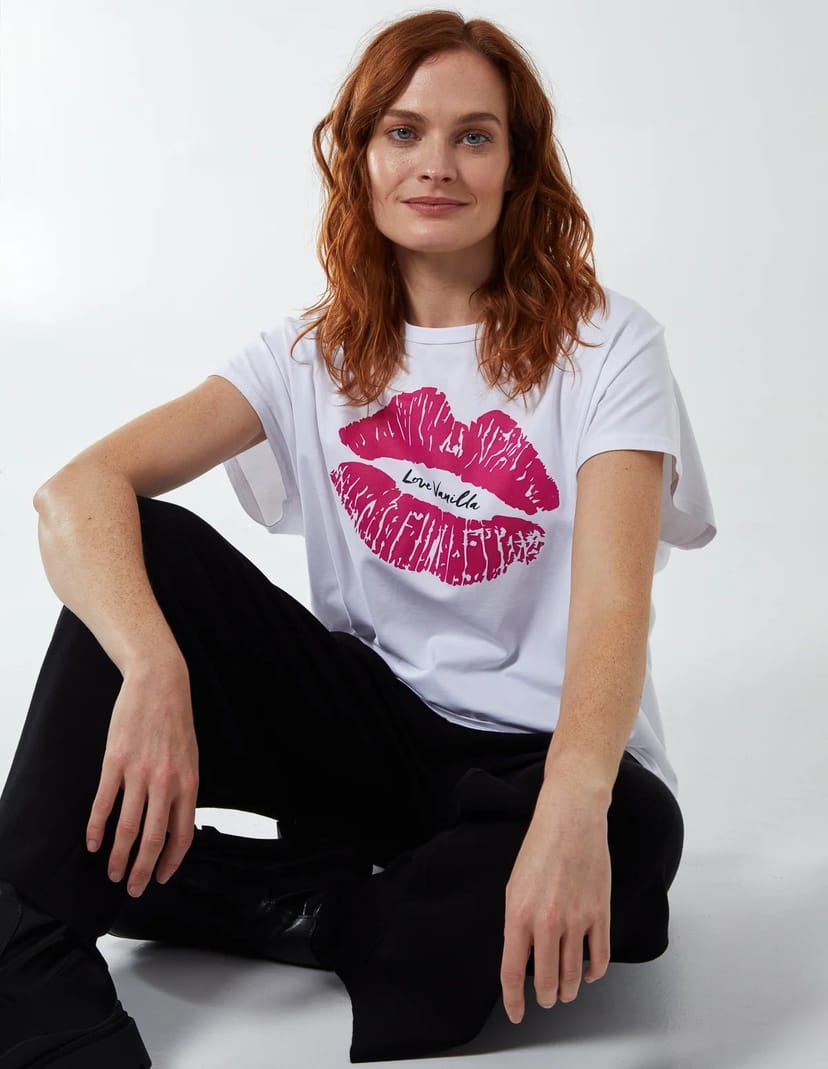 Blue Vanilla Lips High Low Oversized T-Shirt - 1