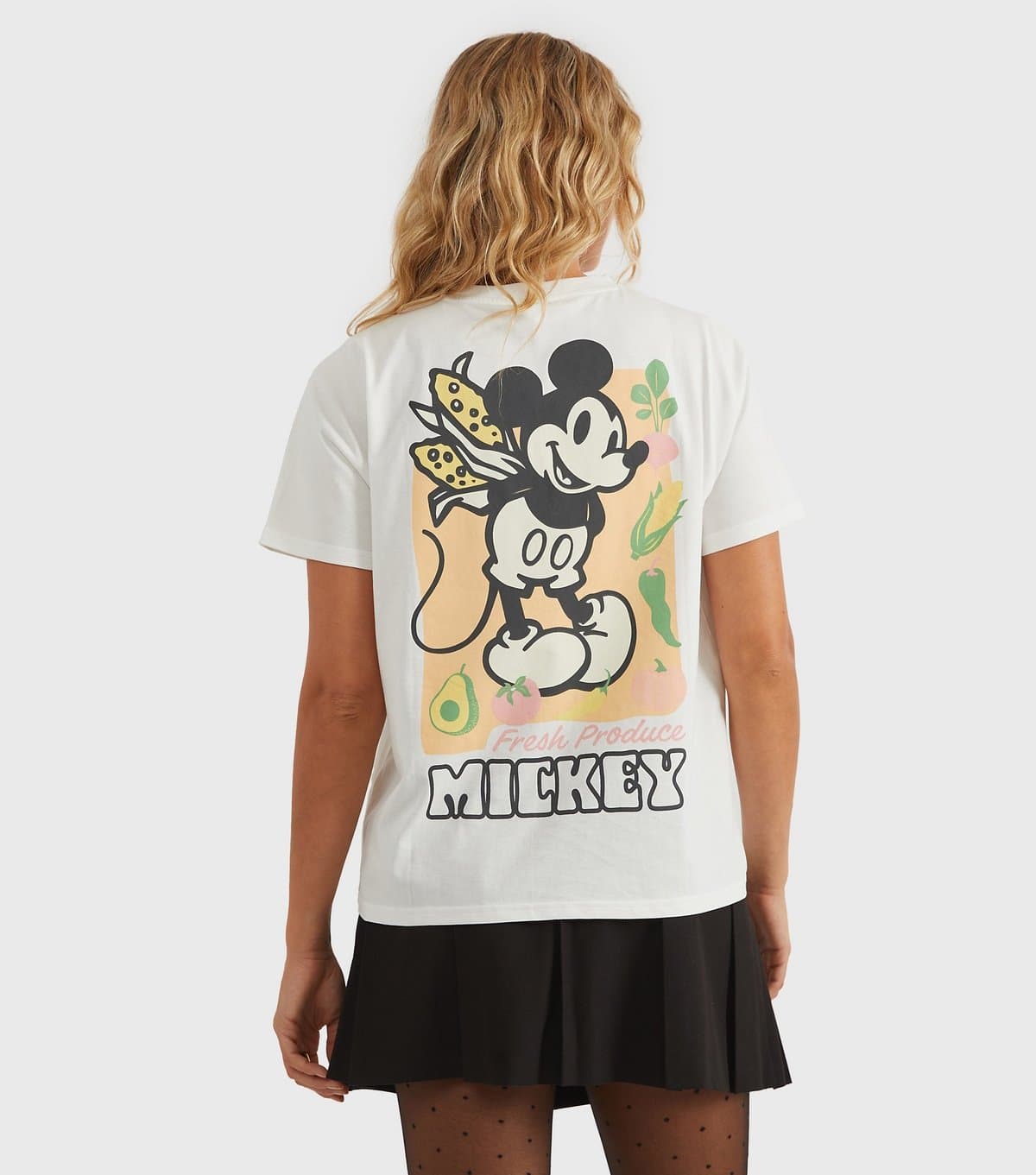 Custard Women's Clothing White Disney Mickey Fresh Produce T-Shirt Custard New Look
