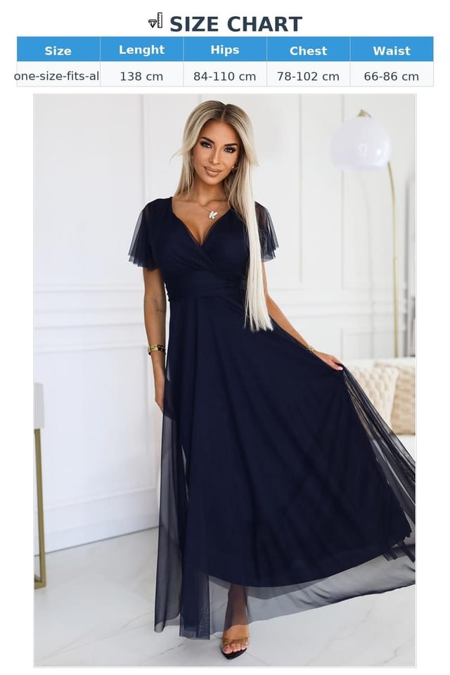 Love Lace Love Lace Women's Nastia Basic Long Navy Tulle Dress in Blue - 3