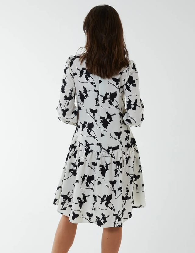 Blue Vanilla Mandarin Collar High Low Mini Dress - 3
