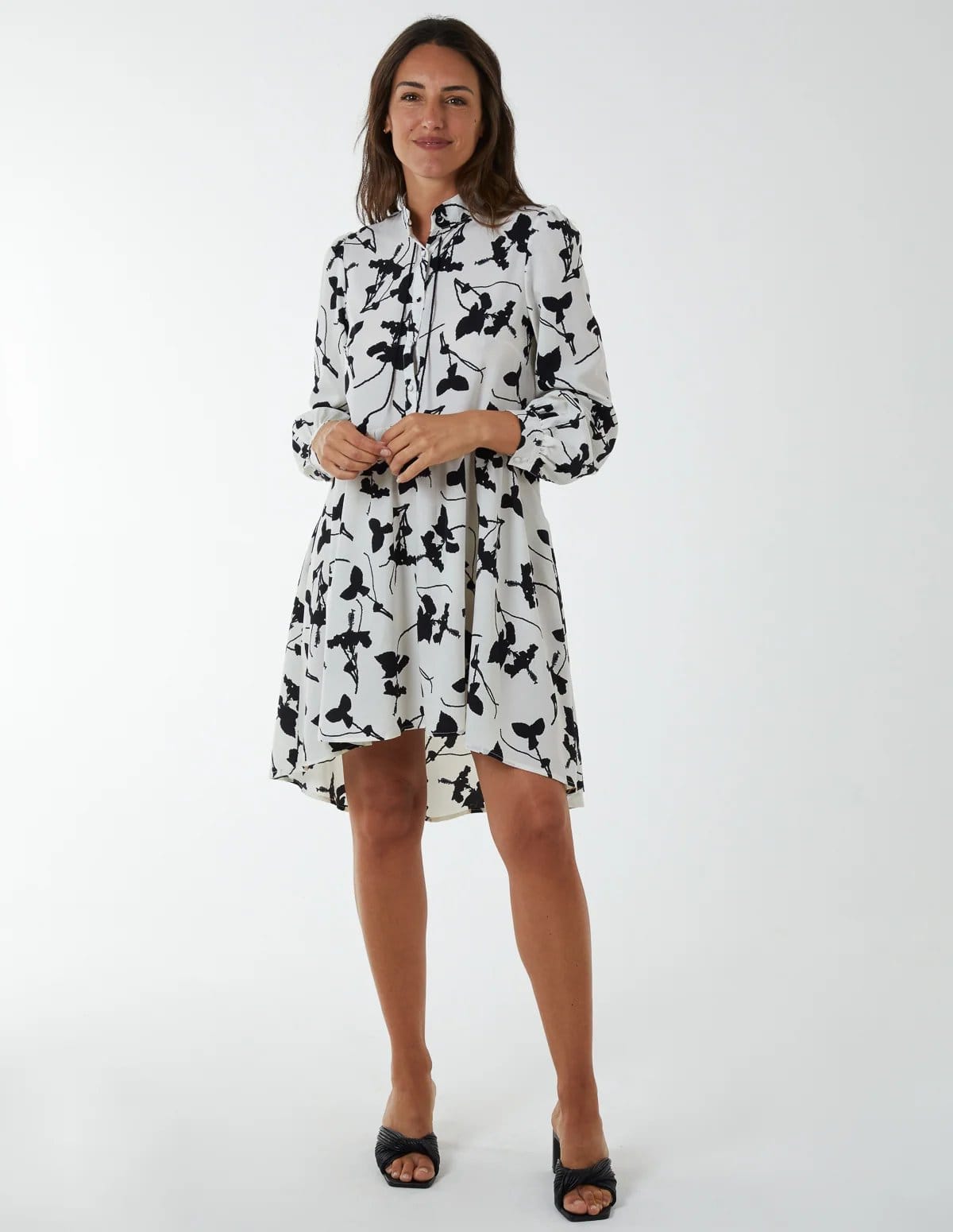 Blue Vanilla Mandarin Collar High Low Mini Dress - 4