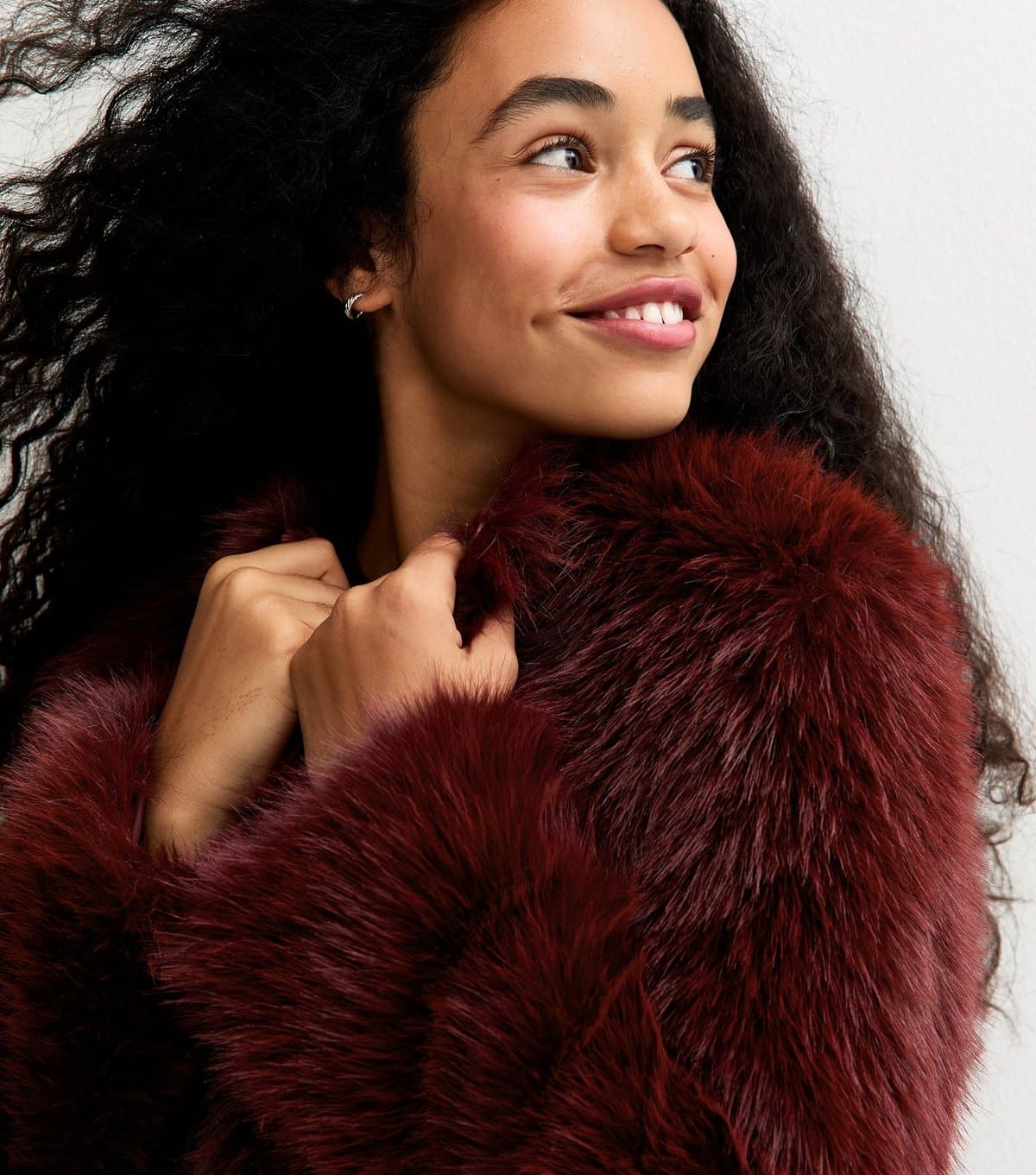 New Look New Look Burgundy Faux Fur Coat for Girls