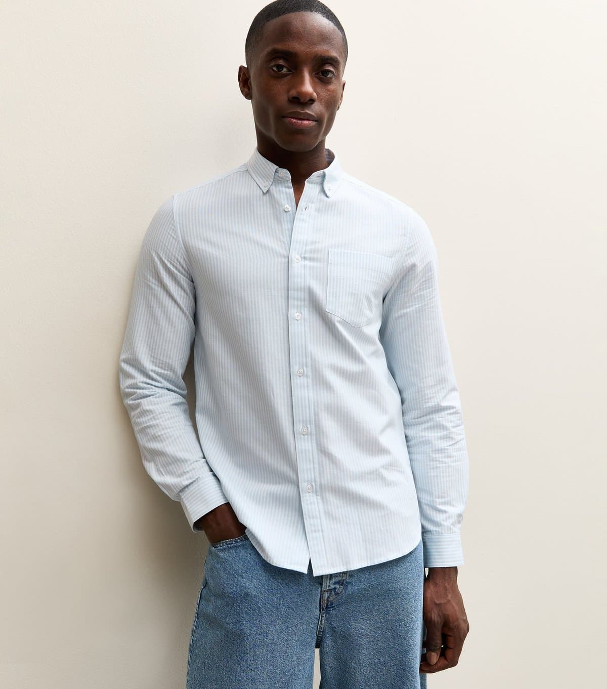 New Look Men's Blue Regular Striped Oxford Shirt New Look