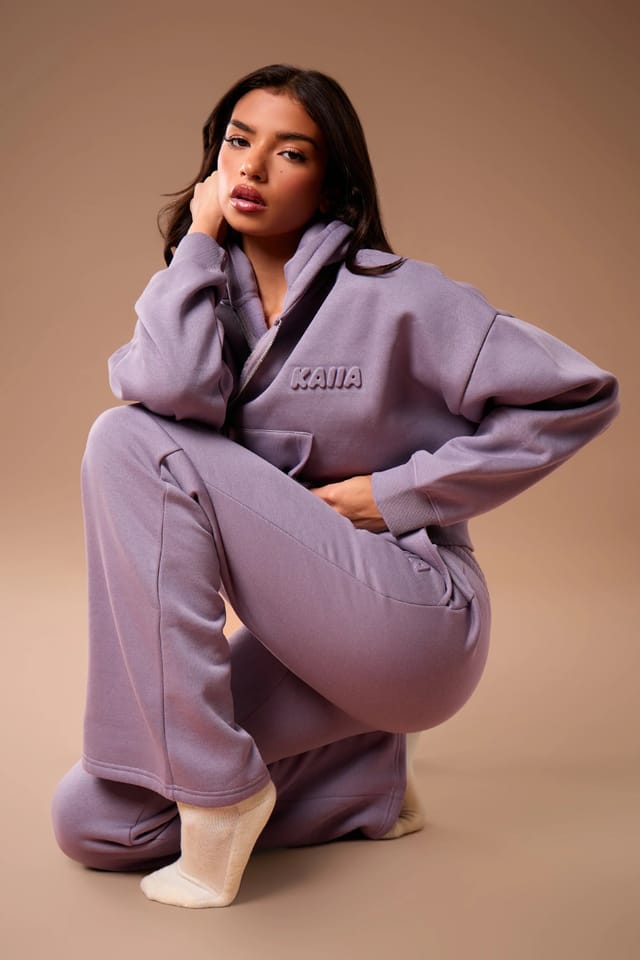 Kaiia Kaiia Embossed Bubble Logo Flared Joggers Dusk - 2