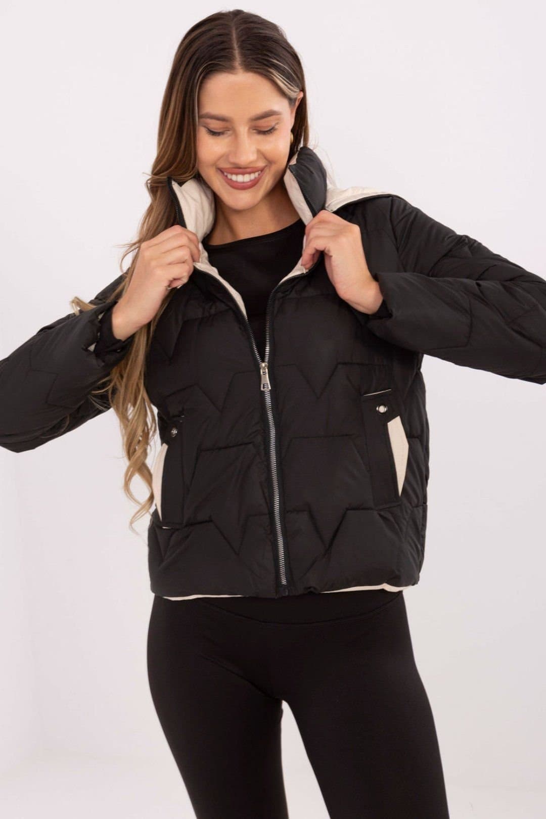 Love Lace Love Lace Women's Detachable Hood Quilted Down Jacket in Black