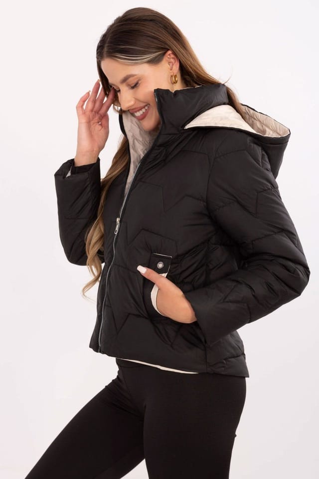Love Lace Love Lace Women's Detachable Hood Quilted Down Jacket in Black - 2