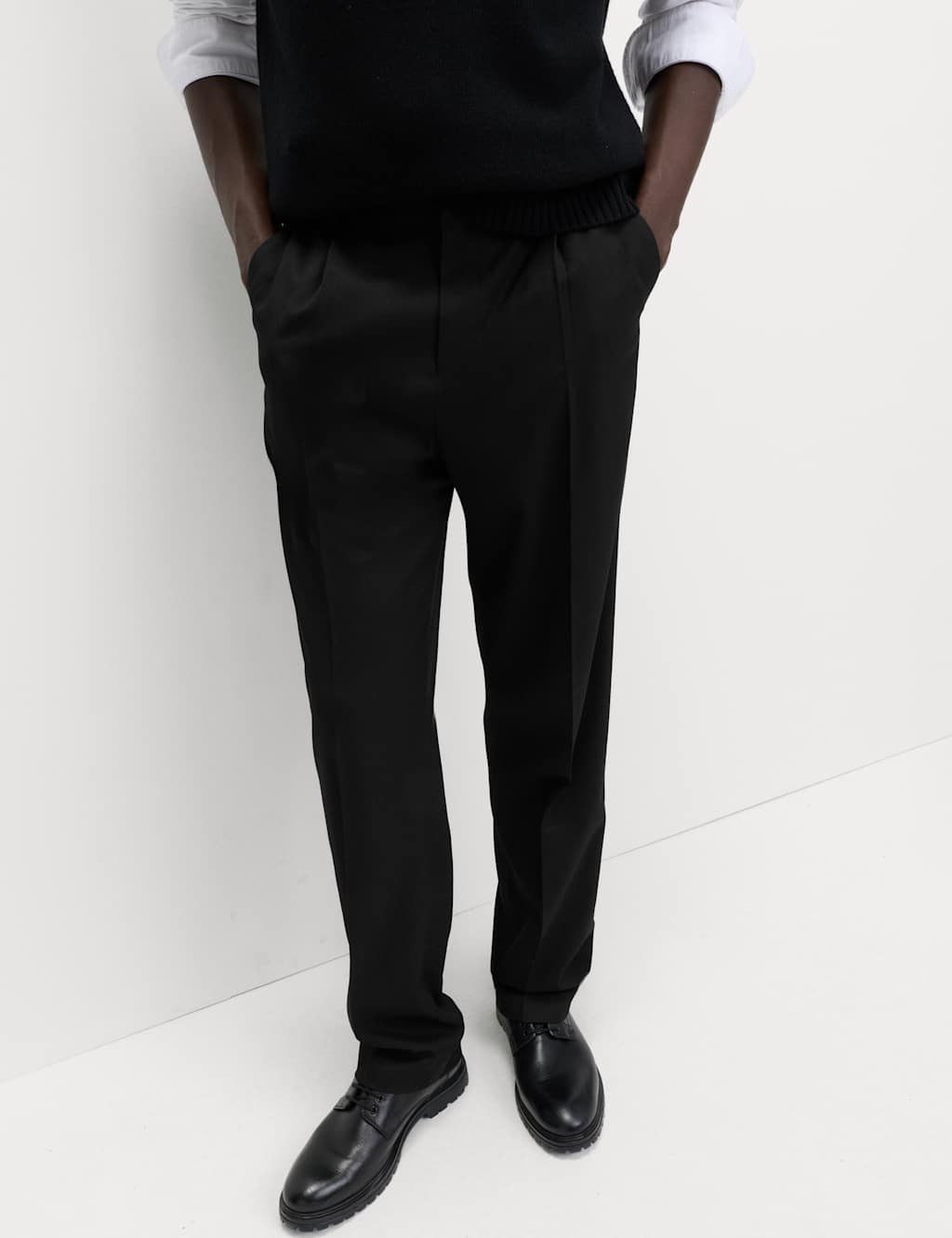 Marks & Spencer M&S Relaxed Fit Smart Stretch Trousers Black - 3