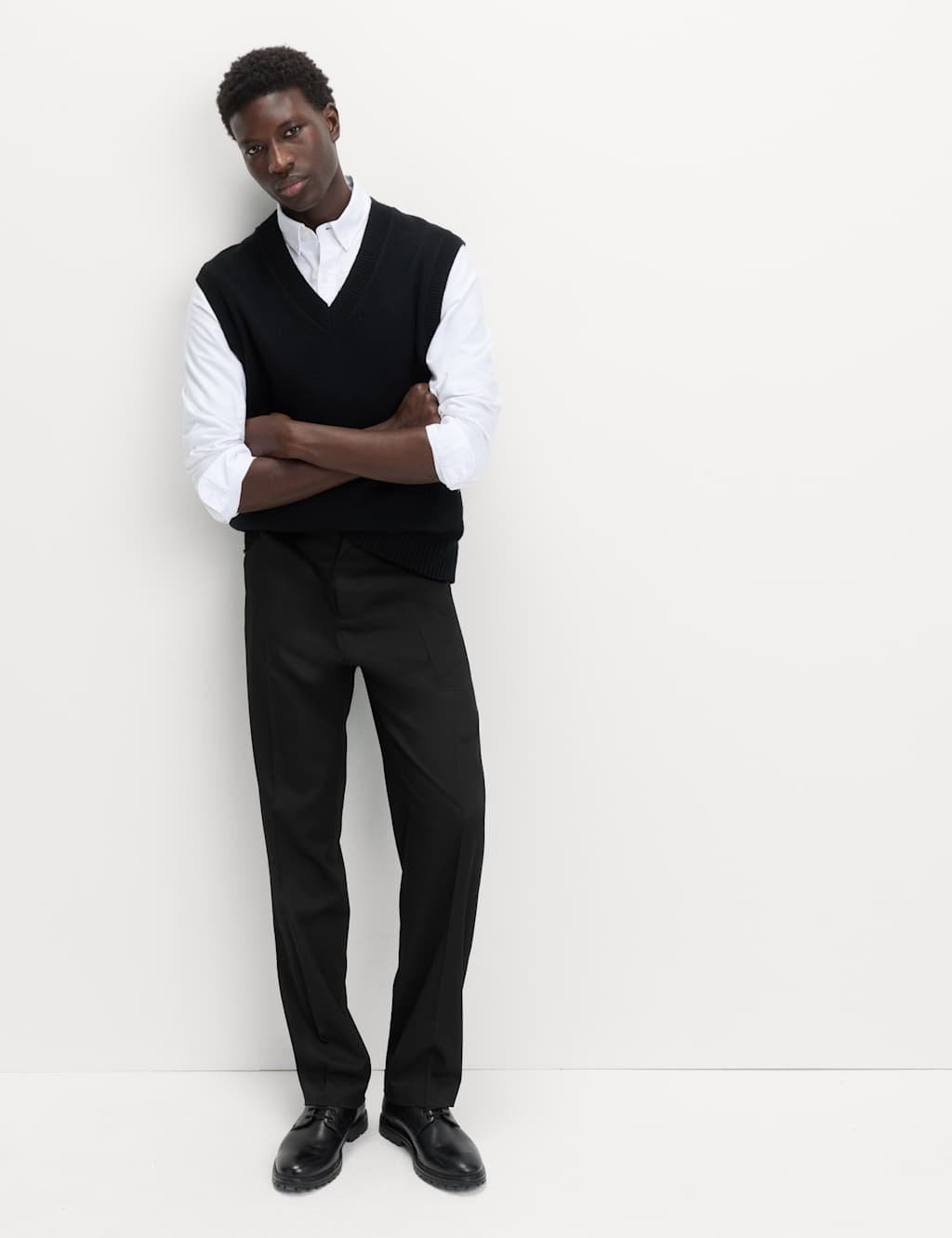 Marks & Spencer M&S Relaxed Fit Smart Stretch Trousers Black - 4