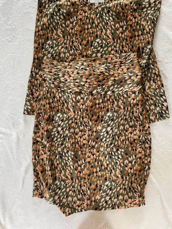 Never Fully Dressed Never Fully Dressed Bloom Earth Tone Pebble Petal Print Cami Top & Wrap Skirt Coord UK 14
