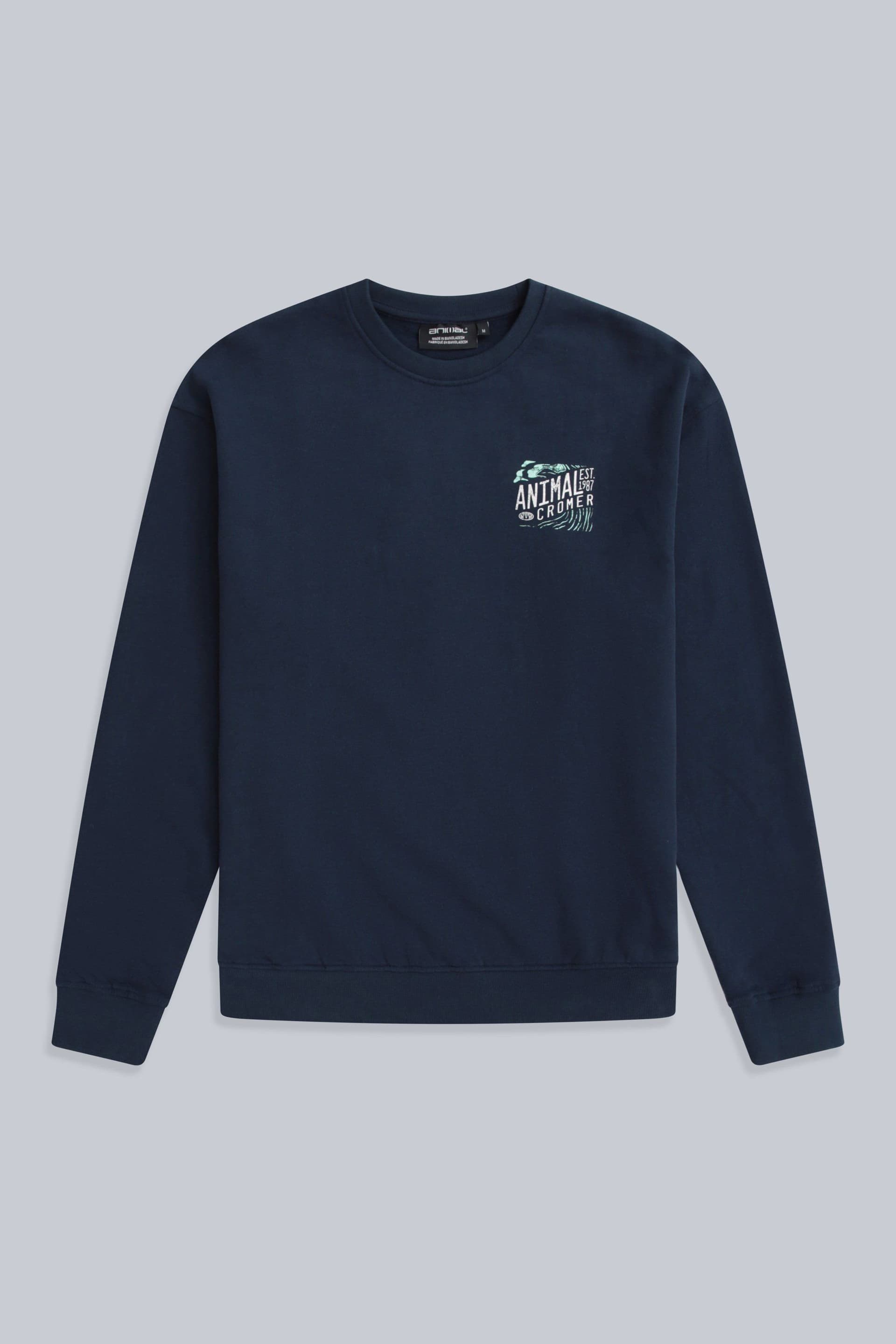 Animal Animal Men's 'Jonah' Cromer Print Comfortable Breathable Soft Cotton Sweatshirt in Navy