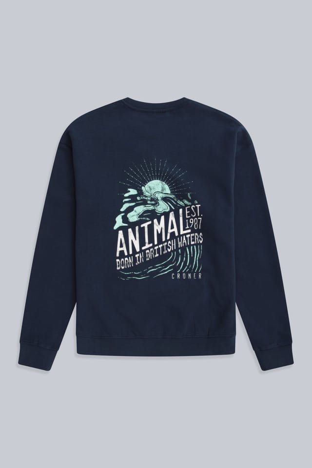 Animal Animal Men's 'Jonah' Cromer Print Comfortable Breathable Soft Cotton Sweatshirt in Navy - 2