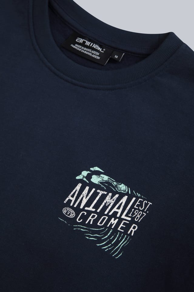Animal Animal Men's 'Jonah' Cromer Print Comfortable Breathable Soft Cotton Sweatshirt in Navy - 3