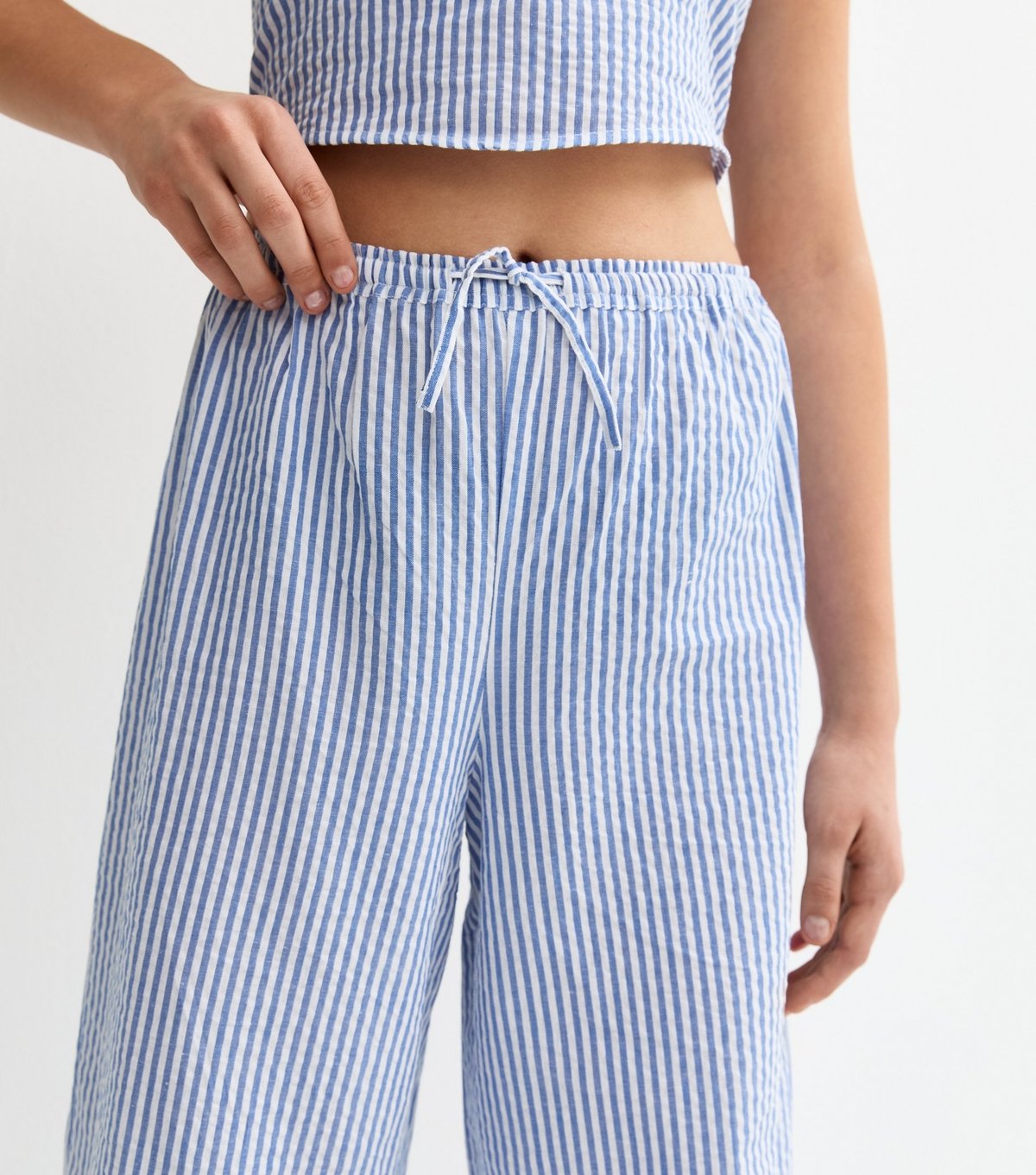 New Look Girls' Blue Stripe Seersucker Trousers New Look - 2