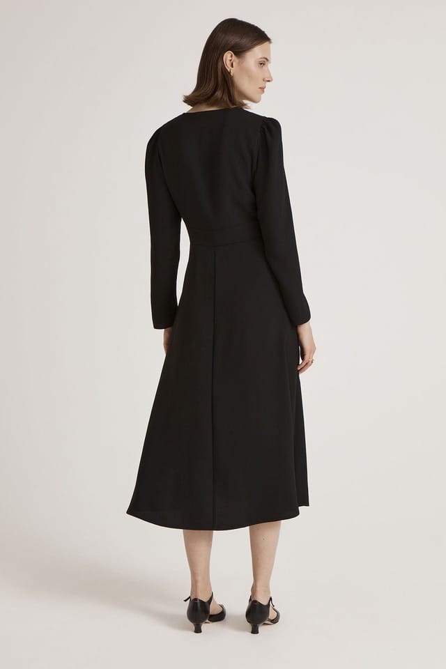 Finery London Finery London Women's Caley Crepe Zip Front Midi Waisted Dress in Black - 3