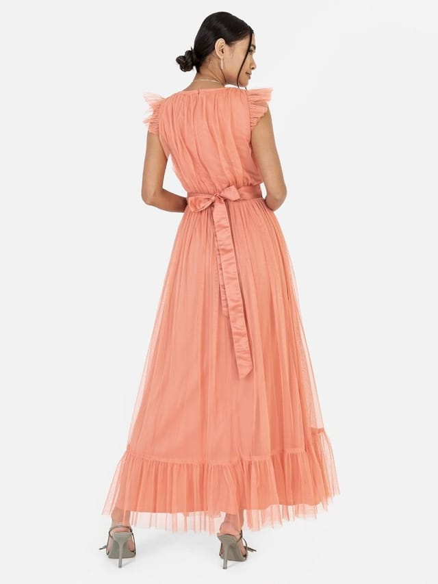 Anaya with Love Anaya with Love Women's Tulle Midaxi Dress in Orange - 2