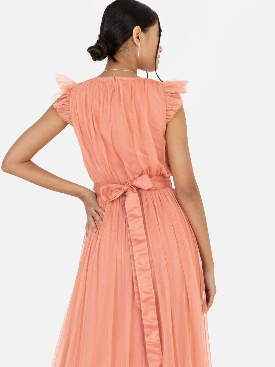 Anaya with Love Anaya with Love Women's Tulle Midaxi Dress in Orange - 4