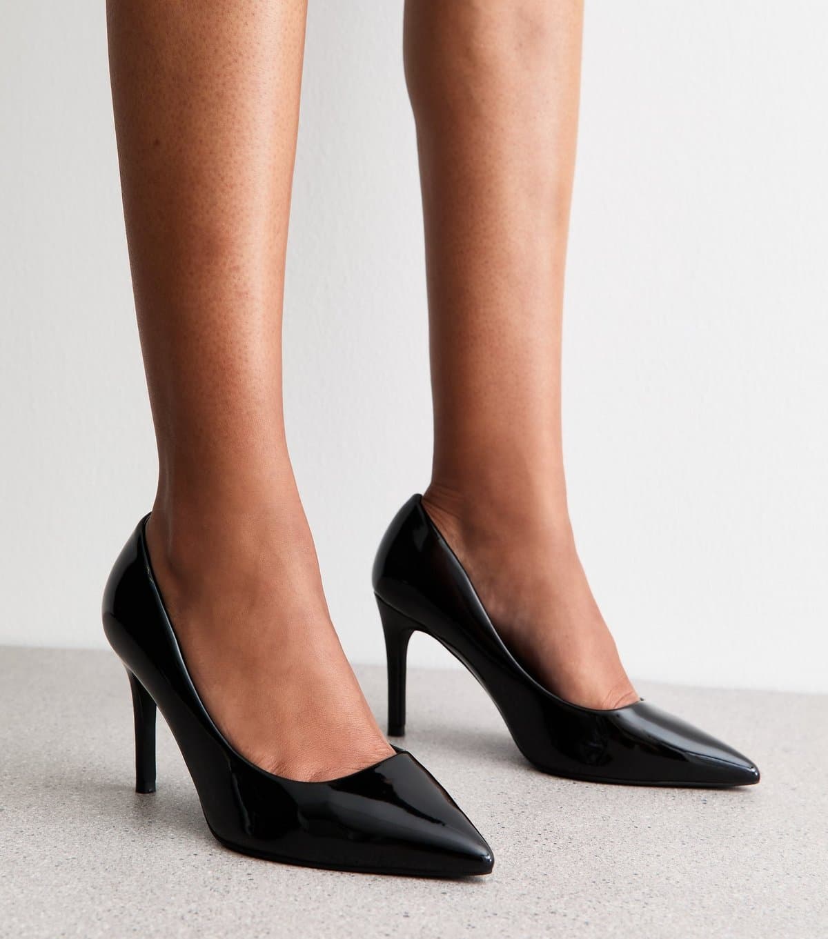 New Look Women's Extra Wide Fit Black Faux Leather Court Shoes Vegan New Look