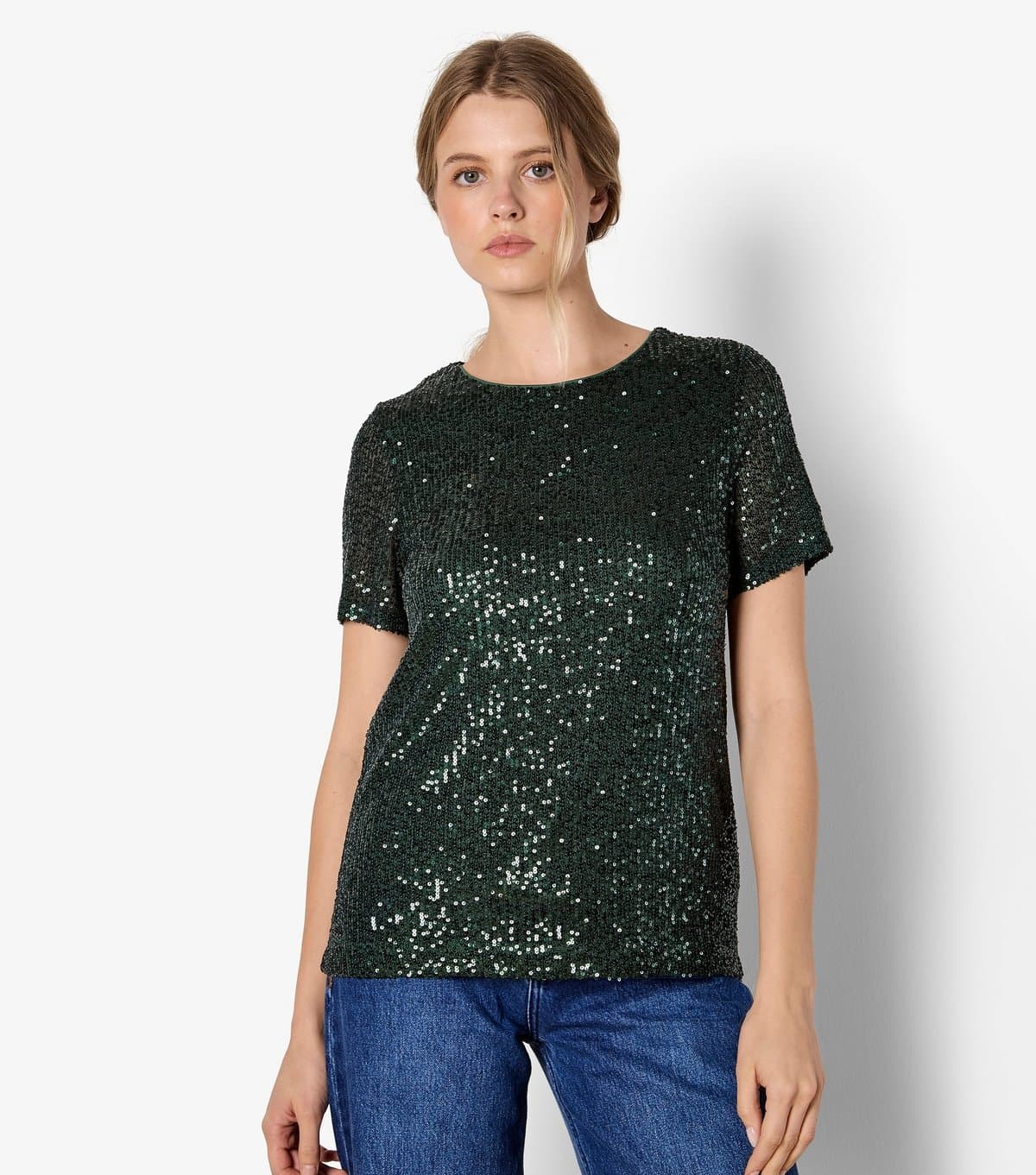 Apricot Apricot Dark Green Sequinned T-Shirt