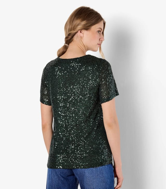 Apricot Women's Dark Green Sequinned T-Shirt Apricot New Look - 3