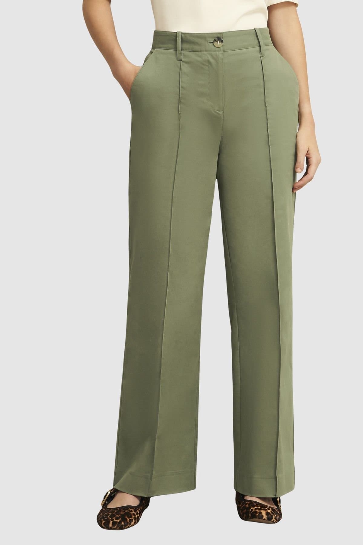 Hobbs London Hobbs London Olive High Rise Wide Leg Trousers