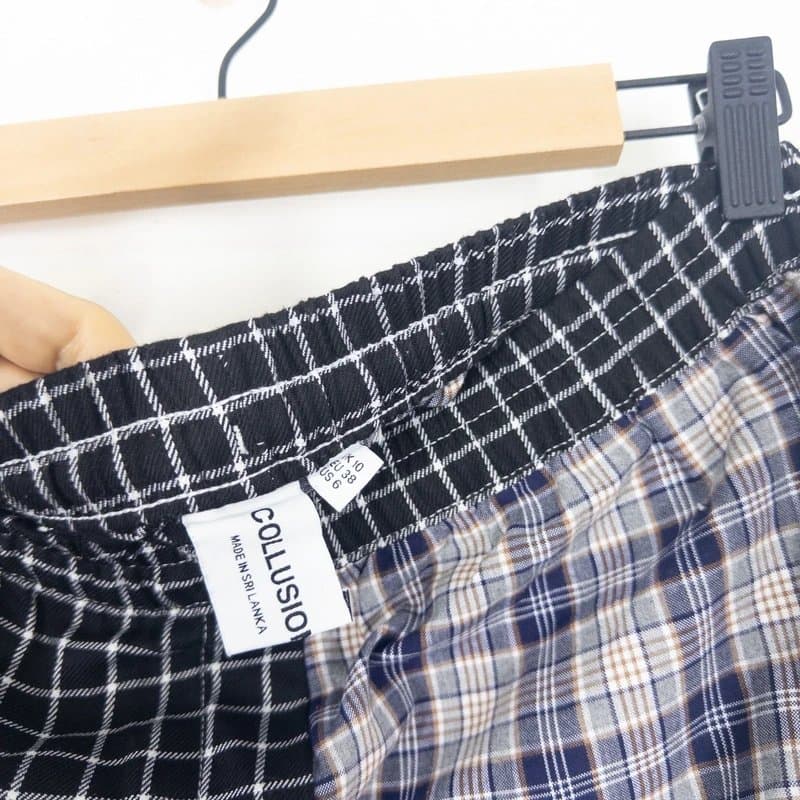 ASOS Asos Collusion Plaid Jogger Pant Size 10 Toggle Utility Two Tone Check Trousers