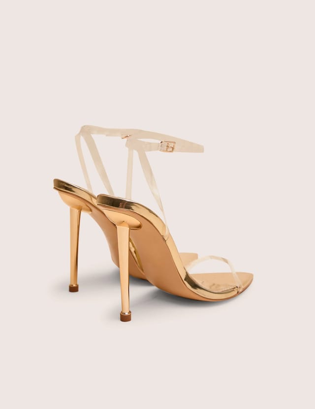 Public Desire Legacy Perspex Mirror Gold Clear Barely There Stiletto High Heels - 3