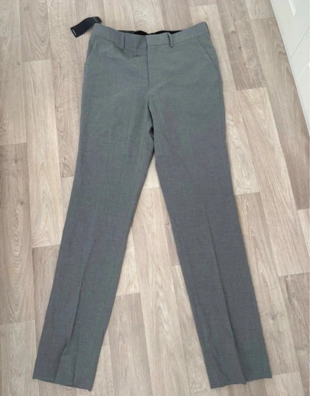 New Look Men's Grey Slim Fit Smart Trousers