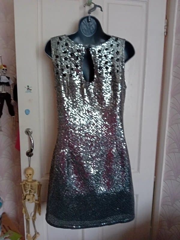 Lipsy Silver Sequin mini dress