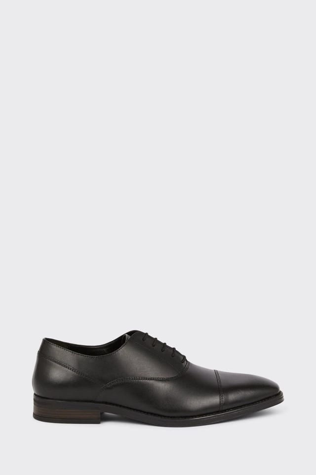 Burton Burton Men's Black Leather Smart Oxford Toe Cap Shoes - 2