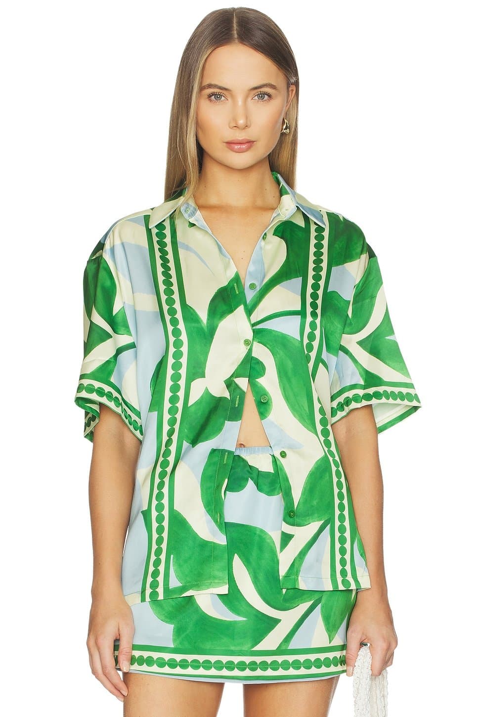 revolve Revolve Amoree Blue Floral Short Sleeve Shirt