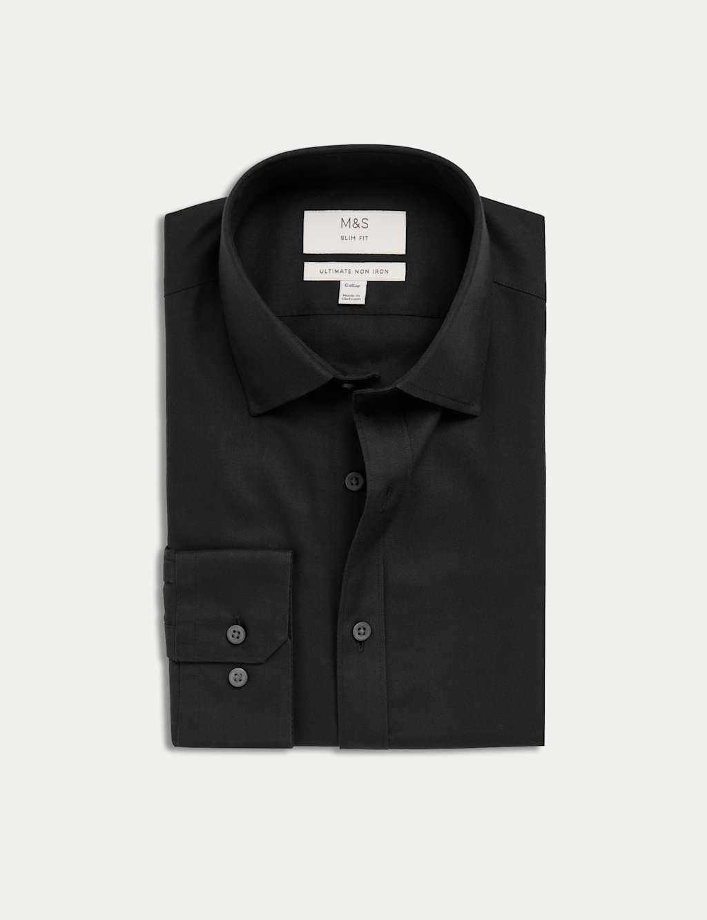 Marks & Spencer M&S Regular Fit Ultimate Non Iron Cotton Shirt Black