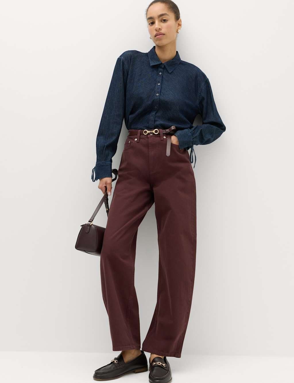 Marks & Spencer M&S High Waisted Balloon Leg Jeans Raisin
