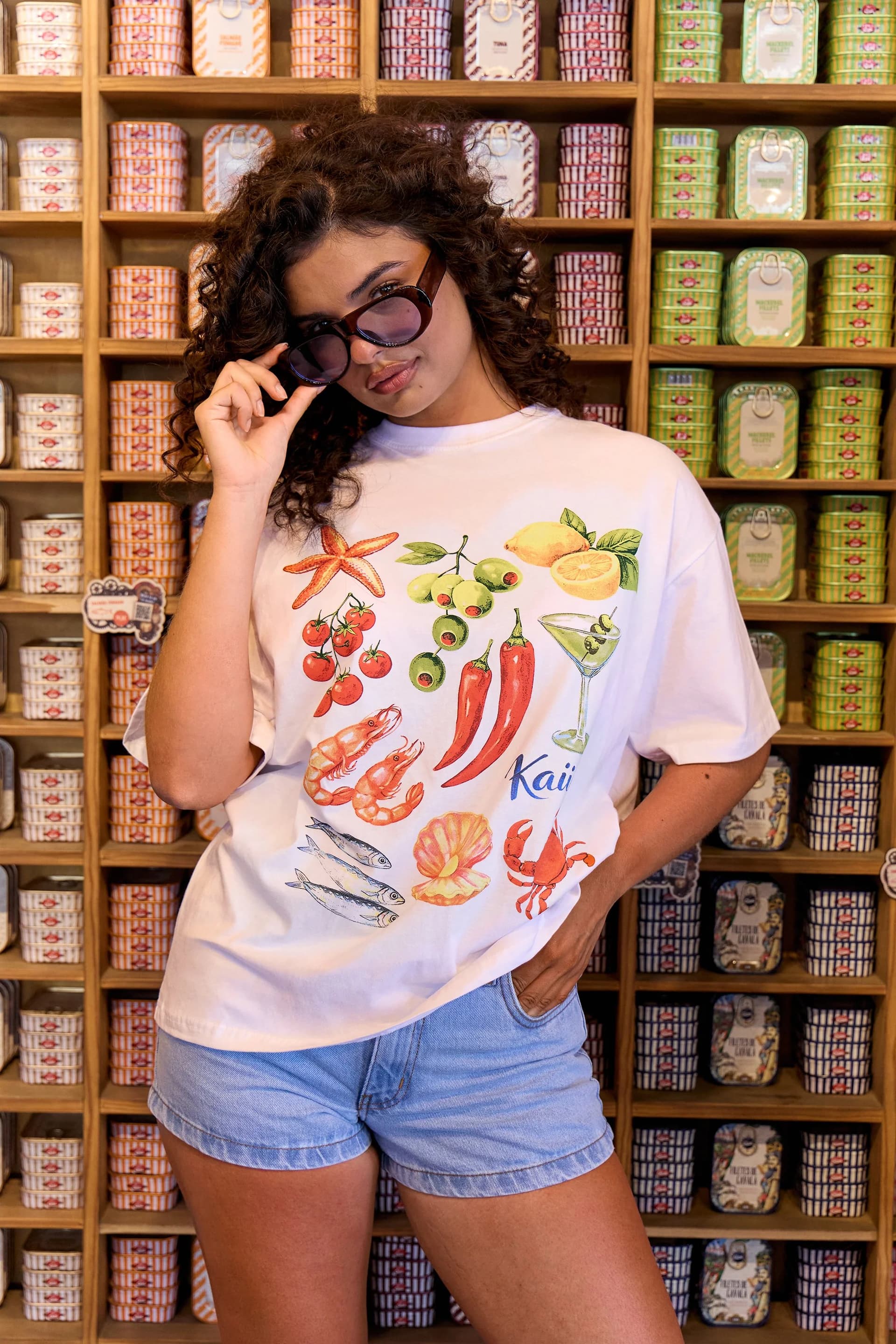Kaiia Kaiia Summer Graphic Oversized T-shirt White