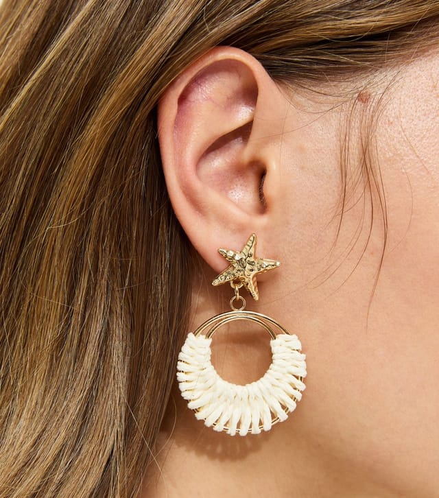 New Look Gold Tone Cream Starfish Drop Earrings New Look - 2