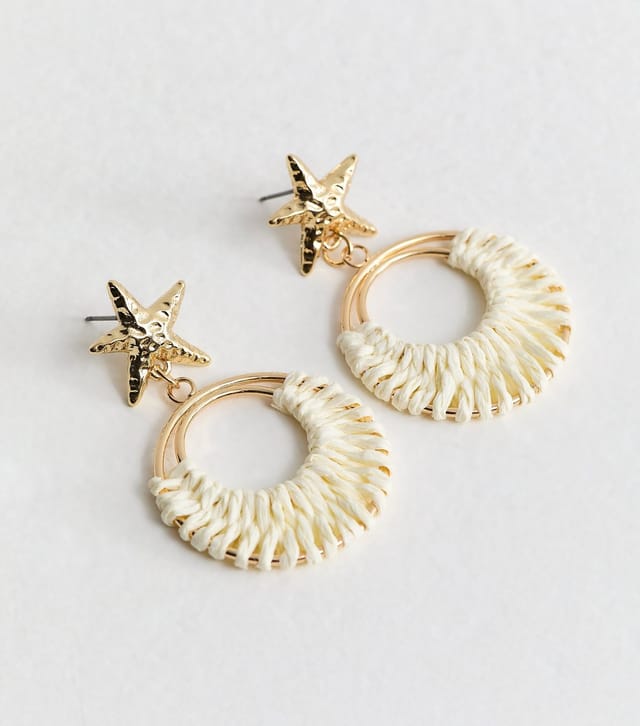 New Look Gold Tone Cream Starfish Drop Earrings New Look - 3