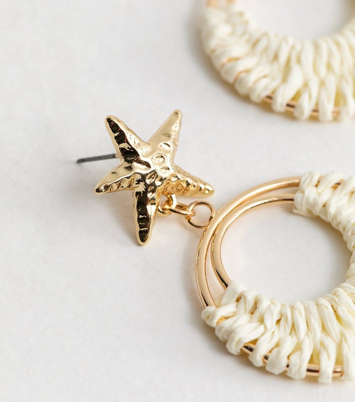 New Look Gold Tone Cream Starfish Drop Earrings New Look - 4