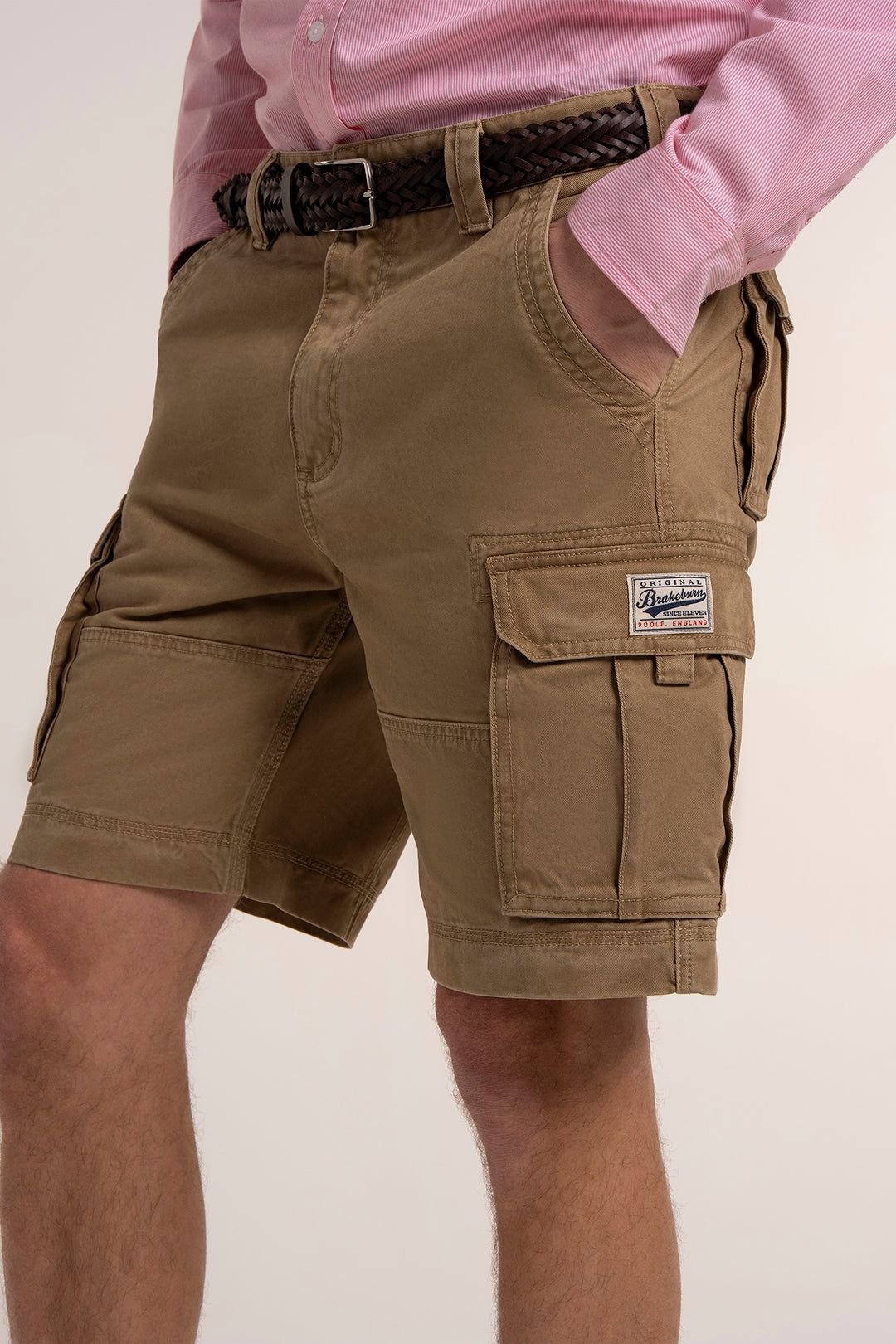 Brakeburn Brakeburn Men's TICKTON TWILL CARGO SHORTS in Stone - 3