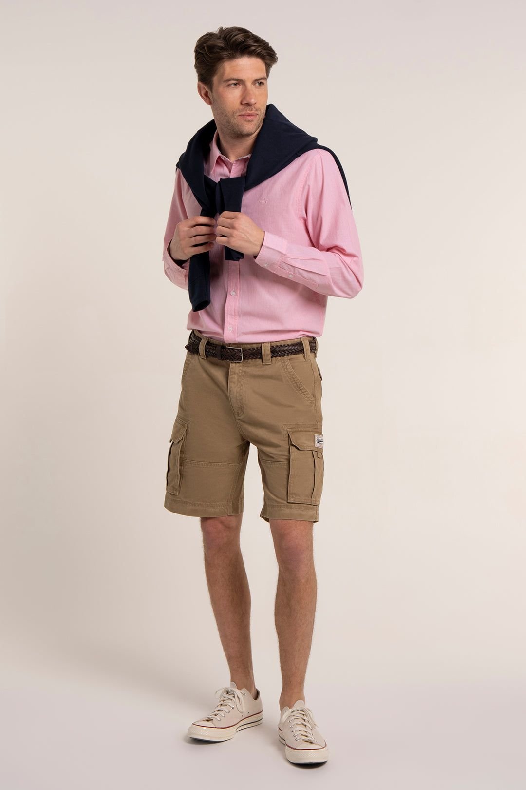 Brakeburn Brakeburn Men's TICKTON TWILL CARGO SHORTS in Stone - 4