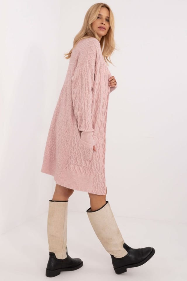 Love Lace Love Lace Women's Long Open Front Cardigan with Slip Pockets Style 199516 in Pink - 2